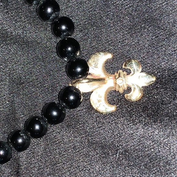 Mignon Faget onyx and gold fleur-de-lis necklace - Picture 9 of 9